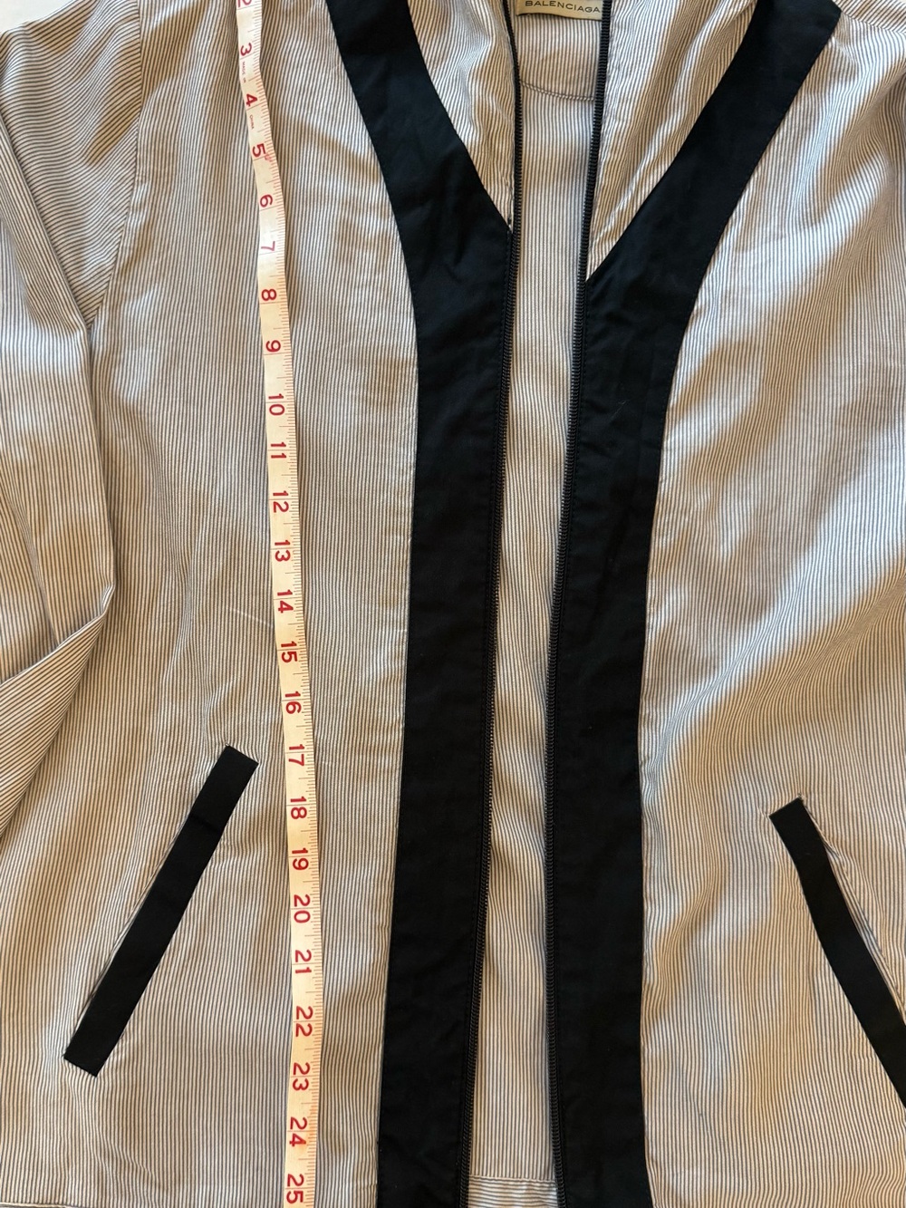 BALENCIAGA PARIS Striped Cotton-Silk Hooded Zip Jacket — Size 54 (Men’s L/XL) - Picture 8 of 10